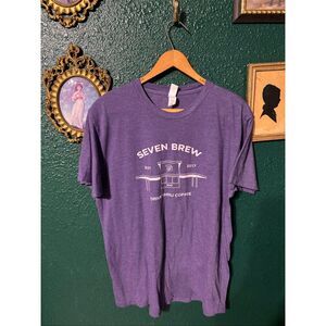 7 Brew Purple Stand Logo Shirt Sz Large